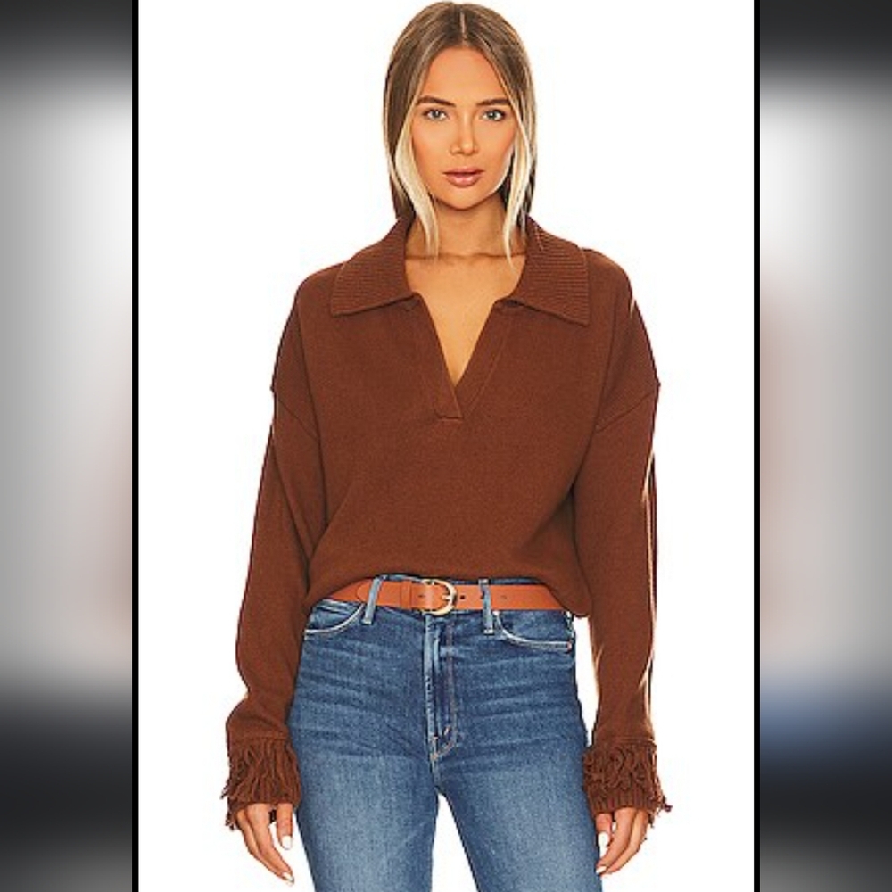 Revolve twiggy polo sweater in brown women's size XS  stitches & stripes